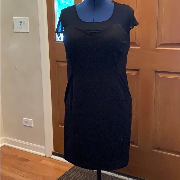 Black Dress with Shear illusion neckline - Picture 1 of 6
